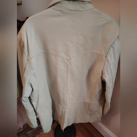 Vintage Cream Leather EXIT USAJacket for Men